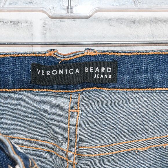 Veronica Beard Kate Skinny High Rise Jeans Metallic waist blue Nantucket 28/6 - Picture 3 of 13